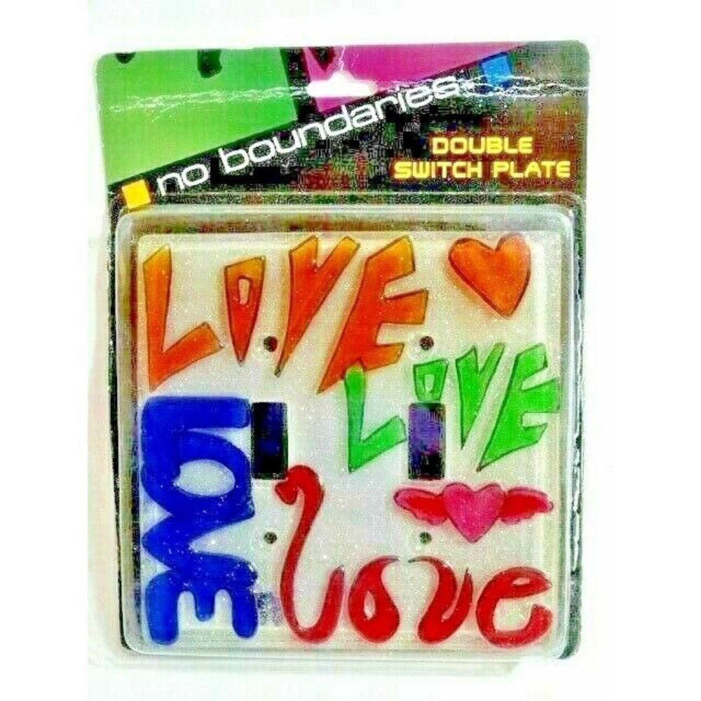 Love Graffiti Double Light Switch Plate Acrylic Sparkle Red Blue Green Orange